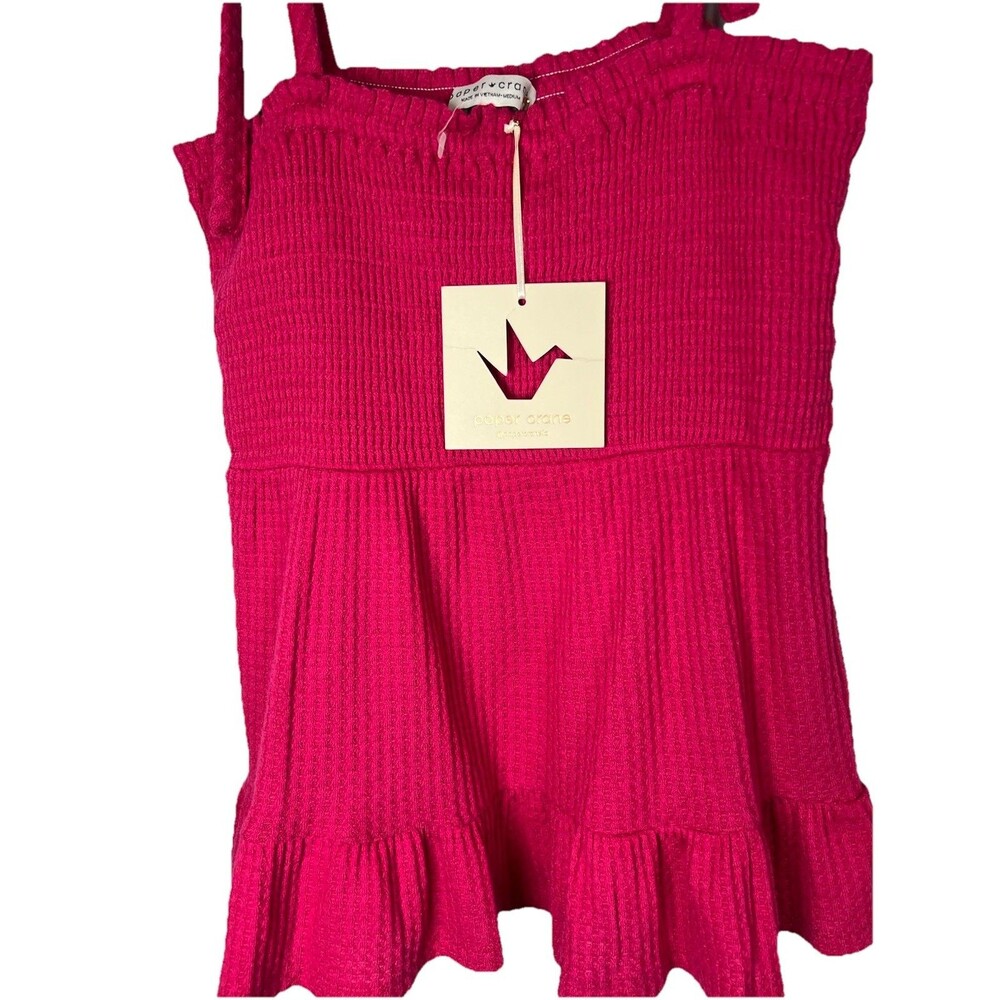 NWT! Paper Crane Spaghetti Strap Smocked Bust Tiered pink‎ med boho - Picture 2 of 9